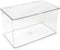 Isaac Jacobs Large Clear Stackable Organizer Bin (10.75” x 6.5” x 6.1”) w Hinged Lid - BPA-Free Food Safe Storage Box