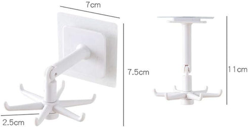 365Home Hanging Utensil Holder Hooks, Wall Mount Kitchen Utensil Hanger with 6 Hooks, 360 Degrees Rotating