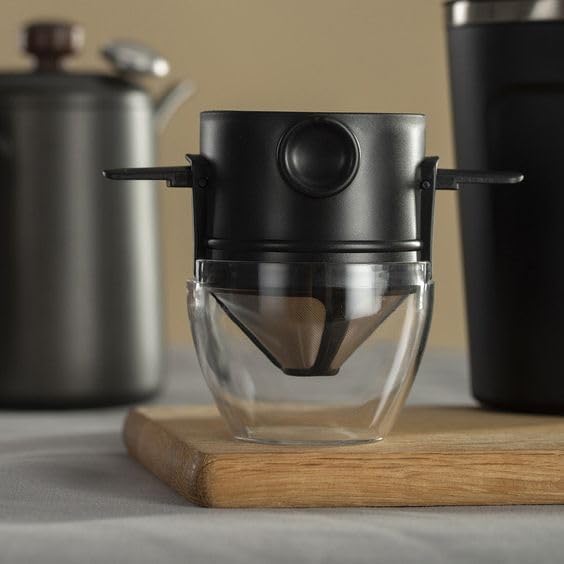 Pour Over Coffee Maker, Reusable Stainless Steel Dripper, Portable Mini Collapsible Paperless Single Serve Coffee Cone