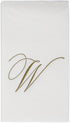 Pack 24 Caspari White Pearl Paper Linen Guest Towels, Monogram Initial W