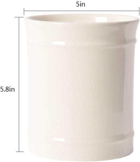 SZUAH Kitchen Ceramic Utensil Holder, Perfect Capacity Utensil Crock, for Kitchen Counter top & Dining Table (CREAM)…
