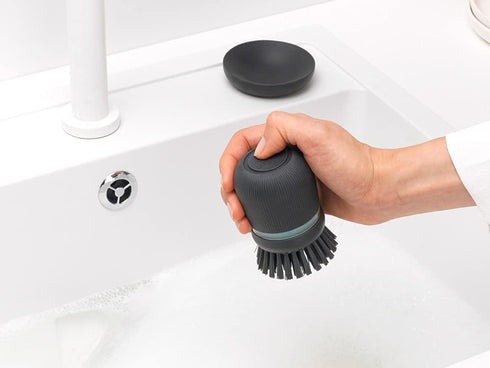 302626 Brabantia Refillable Soap Dispensing Washing Up Scrubbing Dish Brush, One Size, Dark Gray