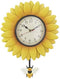 Wall Hanging Flower Clock with Analog Number Face, Sunflower Design
