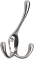 Coat Hooks with Three Flared Prongs, Heavy Duty 3.5 Inch Satin Nickel Hook, 5 Pack