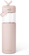 SANDJEST Glass Water Bottle with Silicone Sleeve and Straw Lid 20oz for