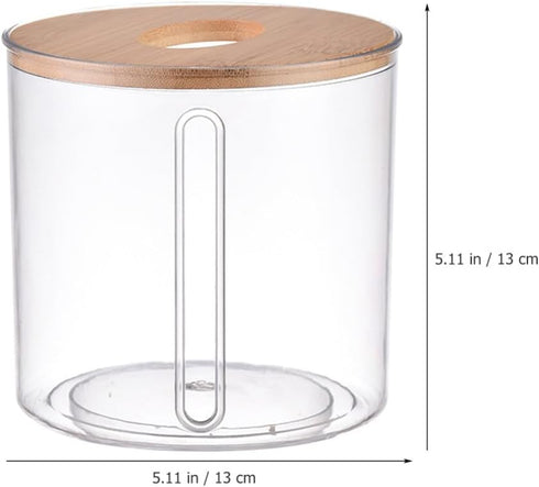 Amosfun Round Wooden Tissue Box Cover Holder,Facial Tissue Holder Case Dispenser with Wood Lid for Bathroom Vanity Countertops, Bedroom Dressers, Night Stands, Desks and Tables Clear by Amosfun