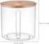 Amosfun Round Wooden Tissue Box Cover Holder,Facial Tissue Holder Case Dispenser with Wood Lid for Bathroom Vanity Countertops, Bedroom Dressers, Night Stands, Desks and Tables Clear by Amosfun