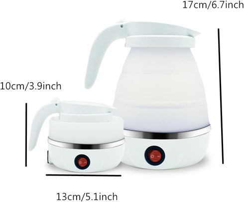 Travel Collapsible Electric Kettle, Portable Silicone Heating Water Boiler for Fast Boiling with Separable Power Cord