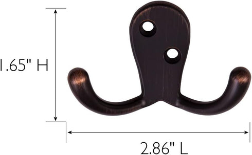 Design House Coat Double Hook Horizontal, Oil Rubbed Bronze, 10 Count