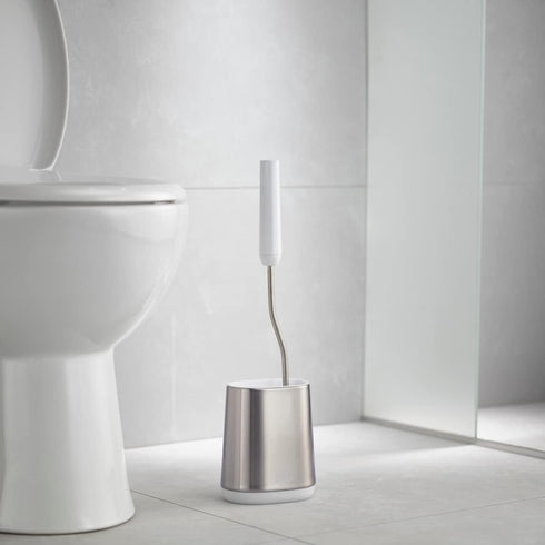 Slimline Set, Joseph Joseph Flex Lite Silicone Toilet Brush with Holder Flexible Head, drip, Anti-Clog deep Clean