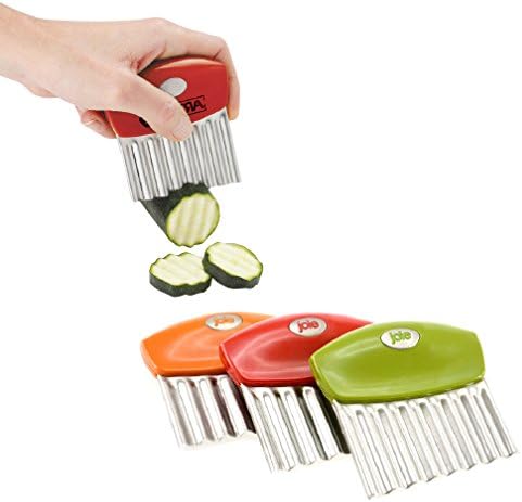 Joie Crinkle Cutter Kitchen Knife for Vegetables, Stainless Steel Blade, Colors Vary