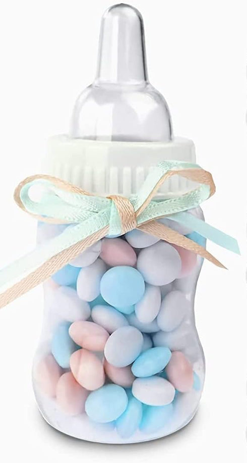4.25 inch 24 Fillable Plastic Mini Baby Bottles Bulk White Cap Pieces Baby Shower Shower Favors
