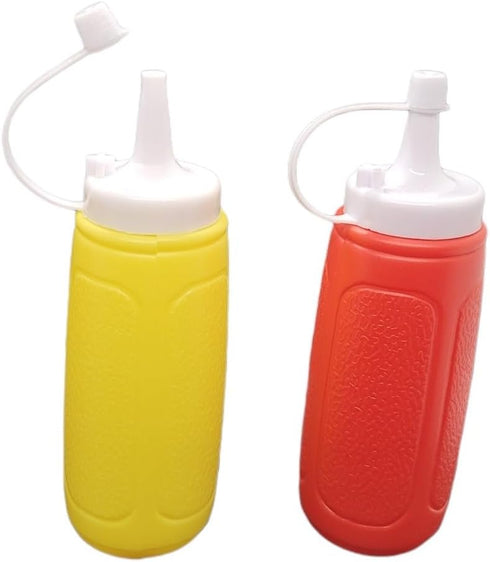 2 8 oz. (1 set (2 Handy Housewares pc Squeezable Picnic Condiment Squeeze Dispenser Storage Bottles - Great for Ketchup