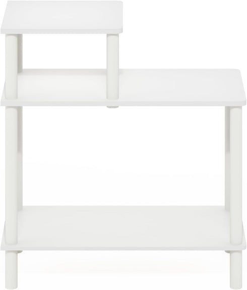 3-Tier Furinno Turn-N-Tube Side Table, Rectangle Sofa End Table with Open Shelf, Toolless Assembly Night Stand, Bedside