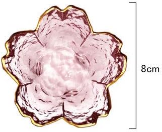 WILL Small Glass Dish Nordic Style Gold Inlay Glass Sauce Bowl Mini Japanese Cherry Blossoms Seasoning Plate For Ice Cream Fruit Sala by WILL
