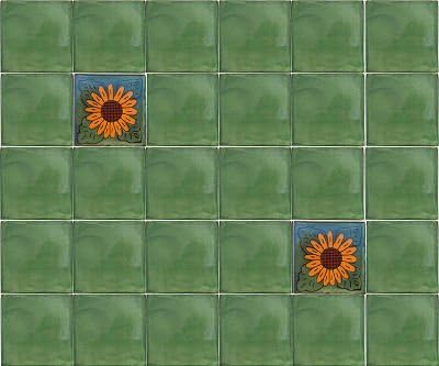 36 pcs Green Talavera Mexican Tile, 2x2