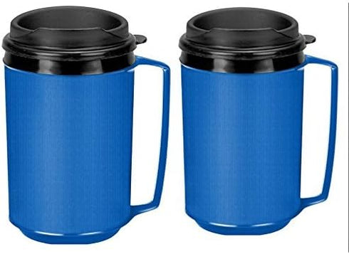 Classic Aladdin Mugs by Thermo Serv - Two 12 oz Insulated Coffee Mugs (blue)