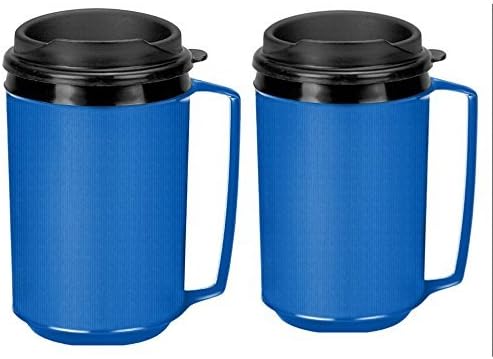 Classic Aladdin Mugs by Thermo Serv - Two 12 oz Insulated Coffee Mugs (blue)
