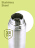 Milton Thermosteel 1000 ml Flip Lid, Double Walled Vacuum Insulated Thermos | 34 oz | 1 Ltr | Silver, BPA Free