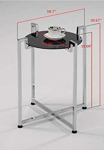 Torbla Chrome & Black Accent Side Table - Stylish Metal & Glass Design