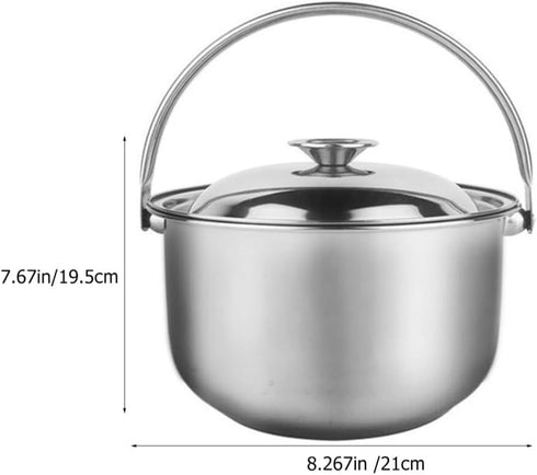 20cm Stainless Steel Stock Pot with Lid, Soup Pot for Cooking Lobster Stews