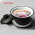 Gaiwan Teacup Kungfu Tea Bowl 4oz/130ml Zisha Red Clay with Sancai Saucers (Black White)