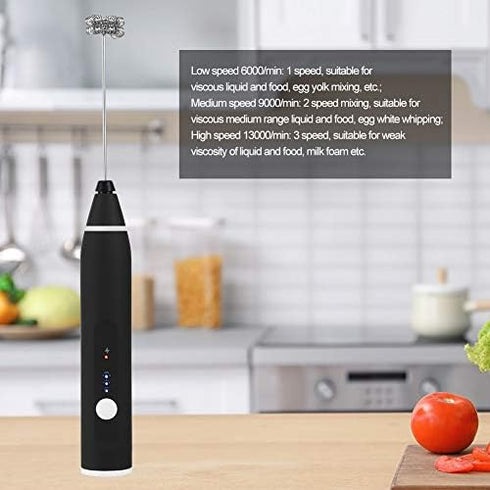 Electric Milk Frother Drink Stirrer Tools, Automatic Egg Beater USB Charging Mixer with 3 Settings for Coffee