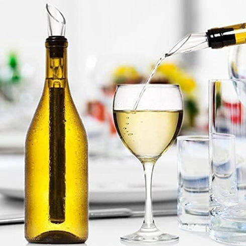 Wine Chiller Ice Red Wine Bottle Stainless Steel Cooler Chiller Stick Container Freezer 3 in 1 with Aerator and Pourer Wine Accessory (2)