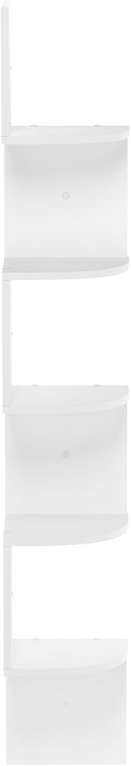 5-Tier Furinno Rossi Wall Mount Floating Radial Corner Shelf, White