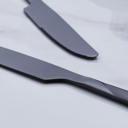 Black Dinner Knife Set, 9.2-inch Stainless Steel Shiny Black Silverware, Set of 6