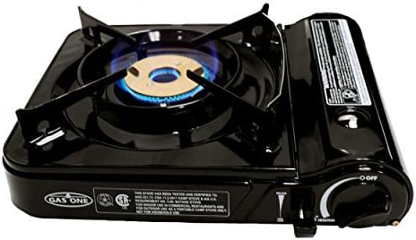 GAS ONE GS-3800DF Portable Gas Stove with Dual Spiral Flame, 11,000 BTU, Heavy Duty Clear Carrying Case, Black