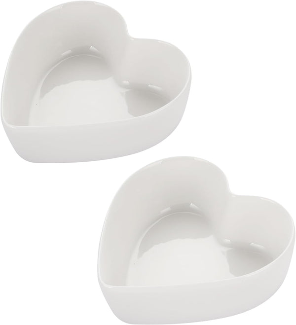 WHJY Cute Heart Shaped Bowls Set of 2, White Candy Dish, Cute Candy Bowl for Date Night, Valentines Day