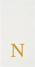 15.8 7.9 Inch 50 Luxenap X Linen-Feel Guest Towels, Lettered Hand Towels - Gold Letter 'N', Sans Serif Font, White