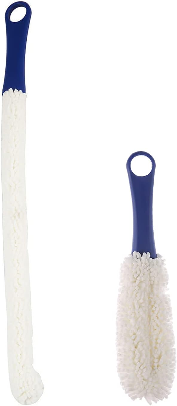 Bottle Cleaning Brush Set, 2 Different Sizes Flexible Scourer for Cleaning Wine Decanters, Goblets, Glasses