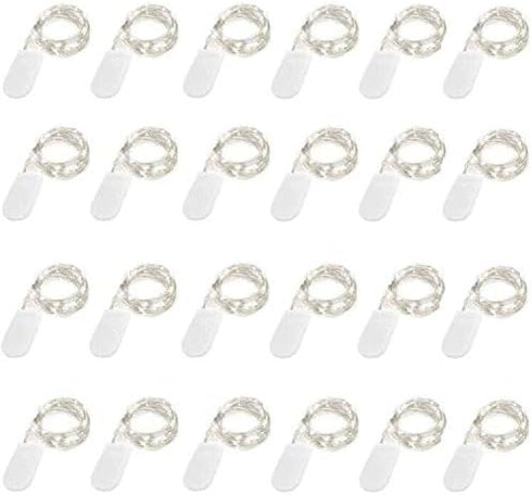 24 Pack 6.6ft 20 LED Mini String Lights - Silver Wire Starry Lights for DIY Wedding, Party, Festival, Halloween