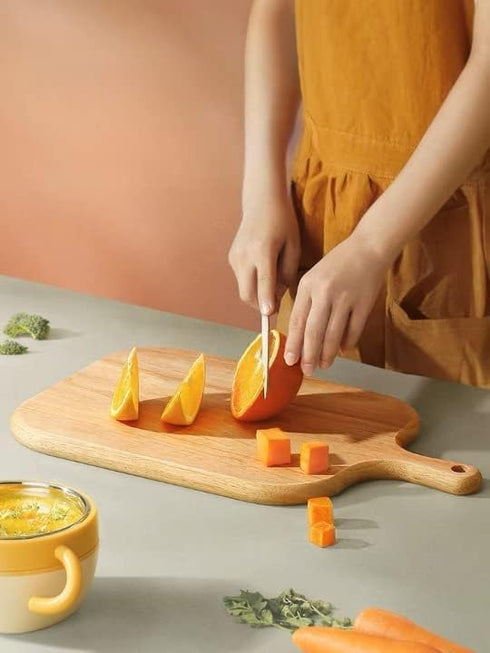 Bamboo Cutting Board for Pizza, Fruit, Meat, Cheese Platter, 15.4 x 7.3 Inch with Handle