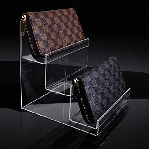 Acrylic Wallet Display Stand Holder, Acrylic Jewelry Display Riser Shelf Showcase Fixtures (2pcs 3-Tiers)