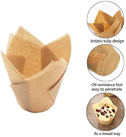 150PCS Tulip Cupcake Liners, Natural Baking Cups for Wedding, Birthday Party, Christmas (Blue, White)