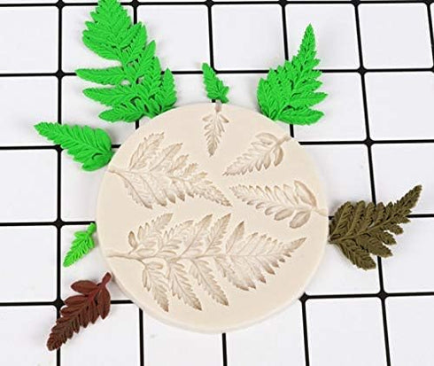 2 Piece Leaf Fondant Silicone Mold, Fern Mold 3D Mini Maple Shaped Leaves for Cake Decoration and Cupcake Design