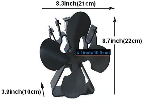 VODA 4-Blade Heat Powered Stove Fan for Wood Burner, Increases Warm Air by 80%