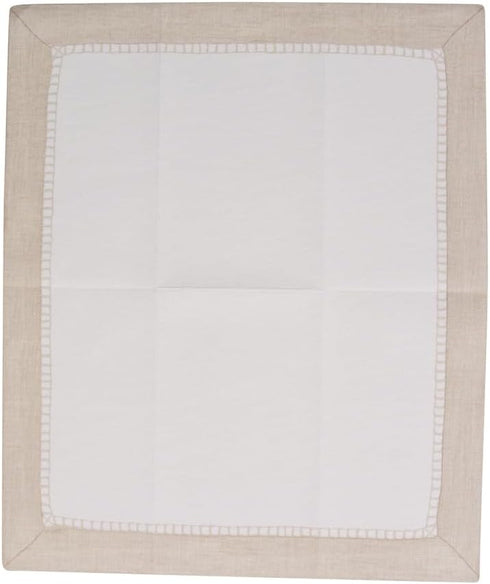 12 Package Caspari Linen Border Paper Linen Guest Towel Napkins in Natural, Per