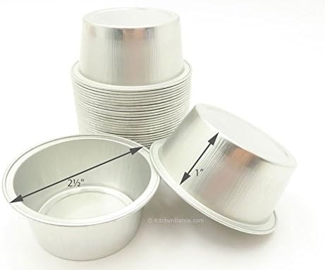 KitchenDance Disposable Colored Aluminum Foil Mini Baking Cups - 1.5 Ounces Round Foil Cup for Desserts, 100 Count