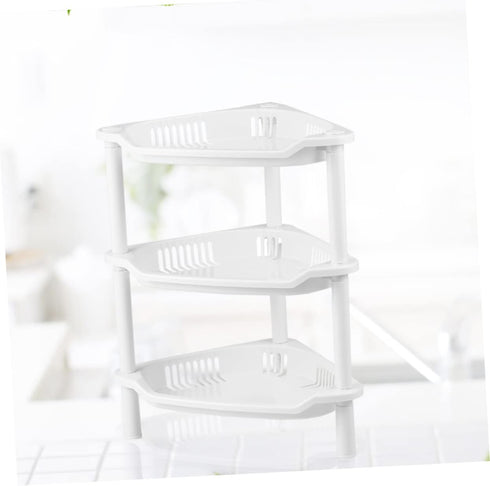 STOBAZA 3 Shelf Layer Stand, Plastic Corner Storage Organizer for Kitchen, Bathroom, and Small Household Items