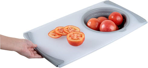 Restaurantware RW Base Cutting Board Strainer, 19.7"x11.2" with Non-Slip Rubber Feet, Gray