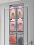 2 Pack Closet 6 Minimalist Black Over The Door Hanging Shoe Holder Organizer with Pockets (Mesh Pockets)