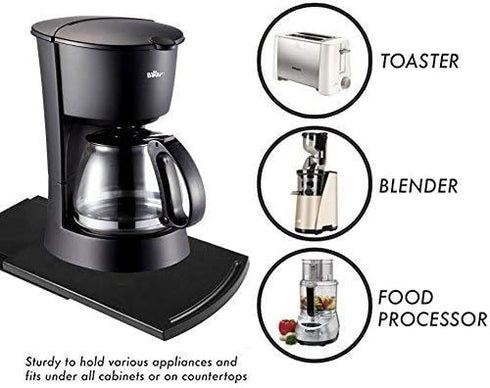 2 Pack Sliding Coffee Maker Tray, 12 Countertop Appliance Caddy Slider for Blender Toaster, Black ABS Rolling Out Tray