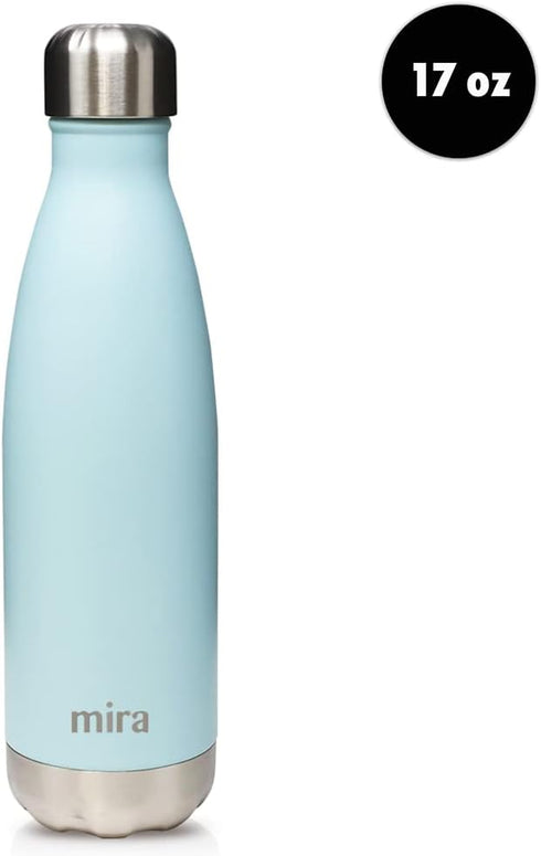 MIRA 17 oz Insulated Water Bottle - Stainless Steel Cola Shape Thermos - Double Wall Flask (24Hr Cold/12Hr Hot) - Pearl
