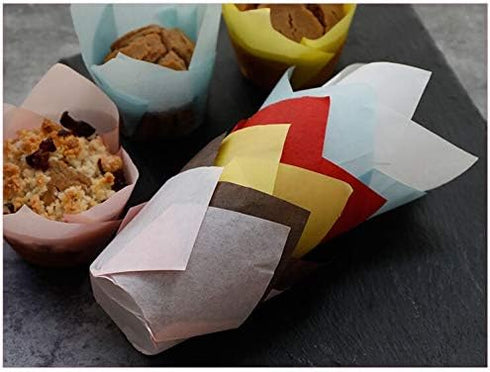 200 PCS Tulip Cupcake Liner Baking Cups, Colorful Paper Muffin Cups for Baby Showers, Weddings, Birthdays