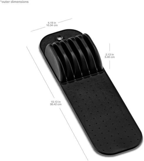 Madesmart Classic 5-Slot Knife Holder Storage Mat, Soft-Grip Kitchen Knife Block, Carbon