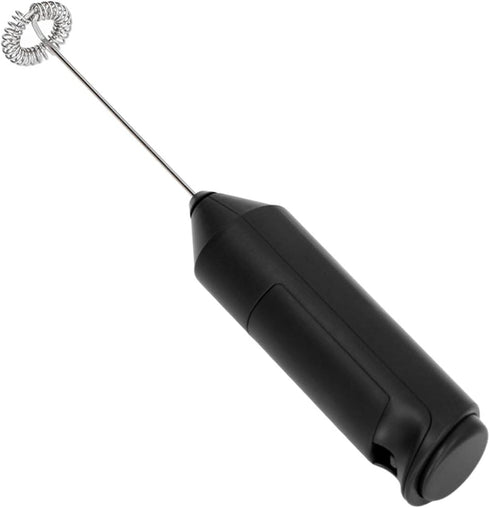 Mini Handheld Drink Mixer - Portable Stainless Steel Electric Milk Frother with Metal Base (Black and Bracket)